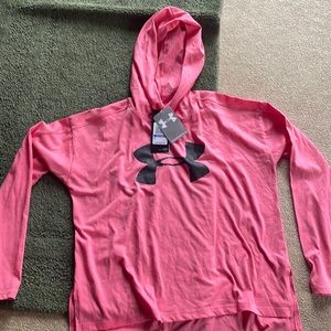 NWT Girls YXL Under Armour hooded long sleeve tee UA heat gear